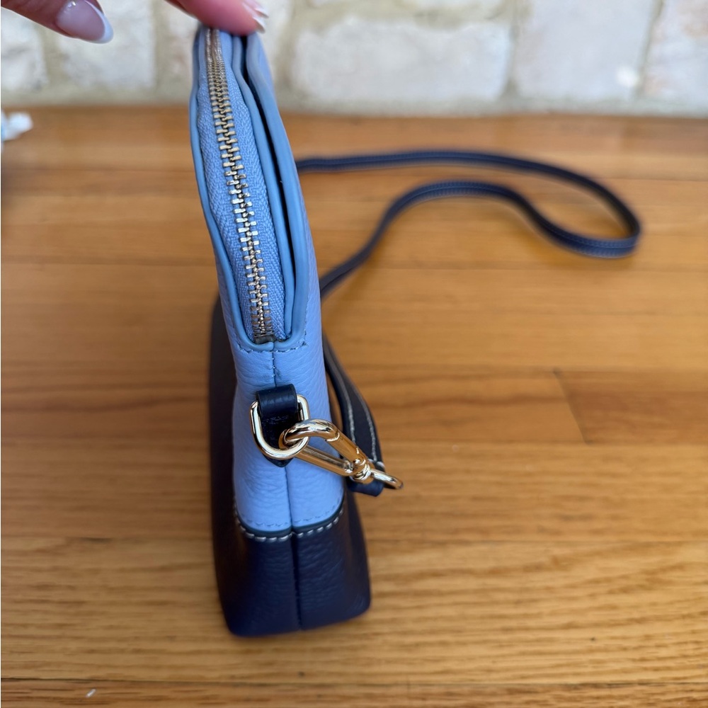 Draper James Two-Tone Light Blue and Navy Leather Crossbody - Picture 4 of 12